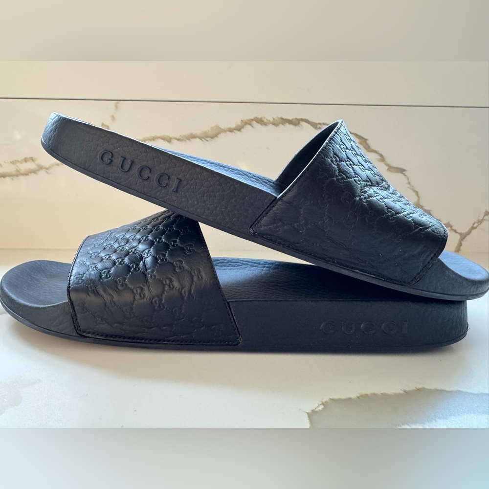 Gucci Mens Microguccissima Slides - Sz 11 - Picture 3 of 8